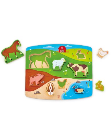 puzzle animales granja hape
