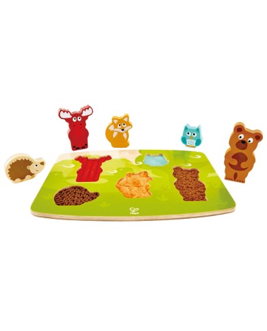 puzzle animales bosque hape texturas