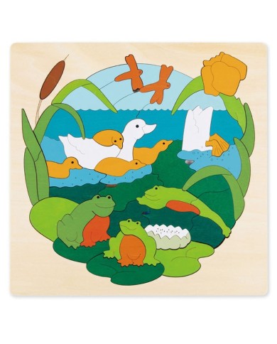 puzzle hape apilable animales lago